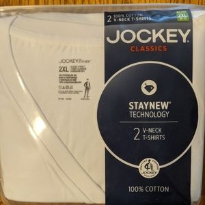Jockey Classics White V-Neck T-Shirts - 2 Pack